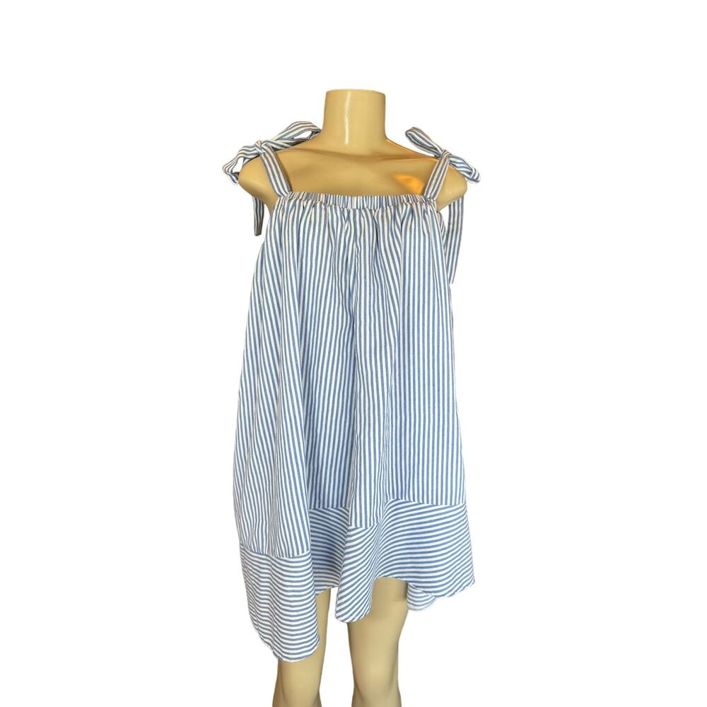 English Factory Amelia Stripe Tie Cotton Dress Blue Beachy Vacation Size Medium